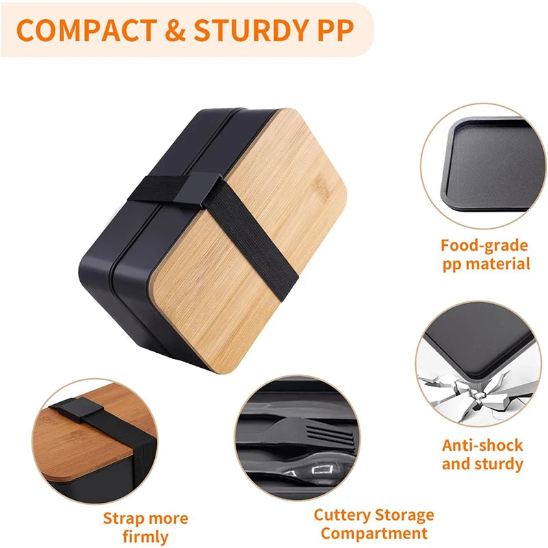 Stackable Bento Box with Utensils 1200ML All-in-One Meal Prep Compartment Lunch Containers Leak Resistant Lunch Box JT440