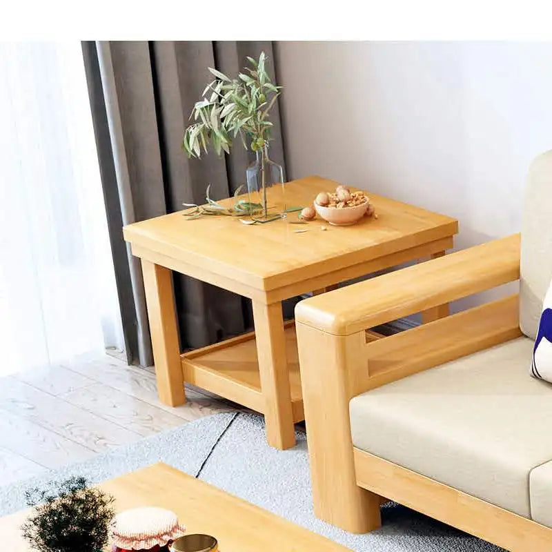 For Living Room Full Solid Wood Sofa Combination of Modern Chinese Small Apartment Three Solid Wood Fabric Sofa Bed