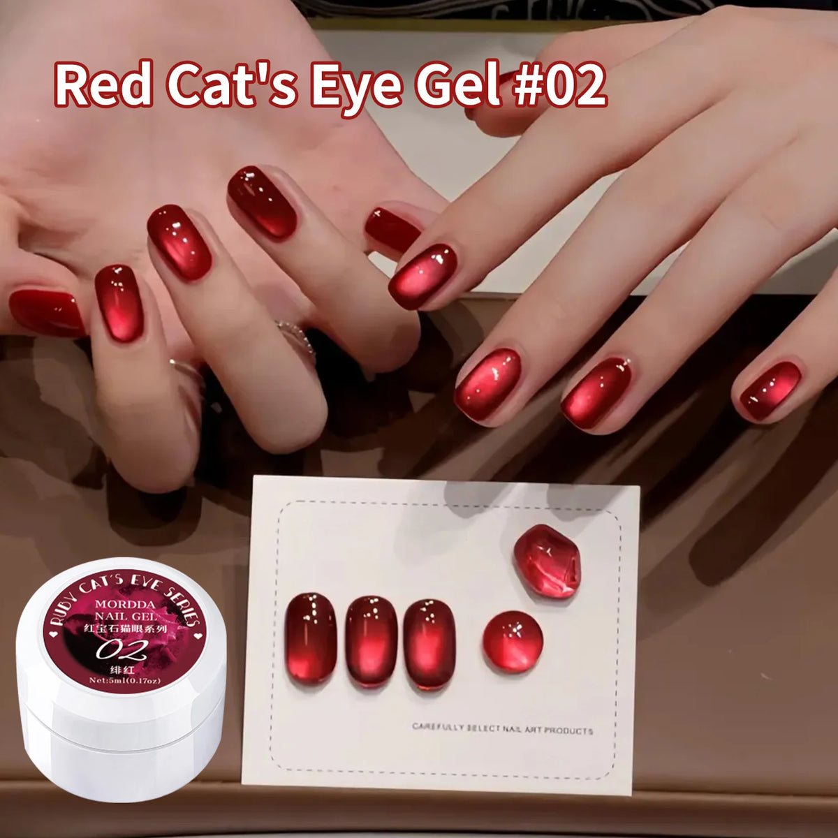 1Jar Rose Ruby Red Cat's Eye Nail Gel Polish Autumn and Winter New Year's Series Soak Off LED/UV Semi-Permanent Varnish Net5ml