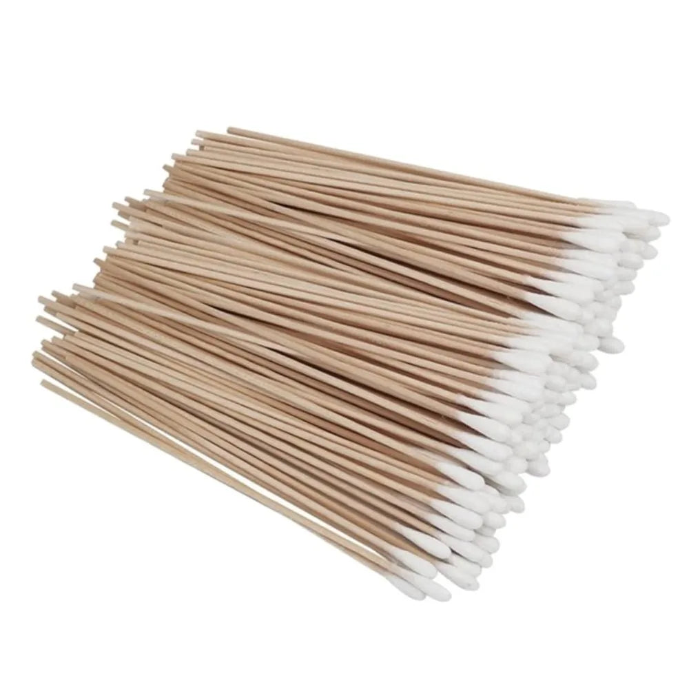 100/300Pcs 6 Inch Long Cotton Swabs with Wooden Handles, Cotton Tipped Applicator for Cleaning, Cotton Sticks Oil Makeup