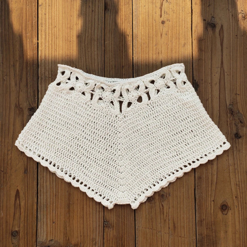 Knitted Swimming Trunks Women Fashion Hollow Out Skinny Shorts Beach Cover Up Summer 2025 New Solid Simple Casual Lady Cover-ups