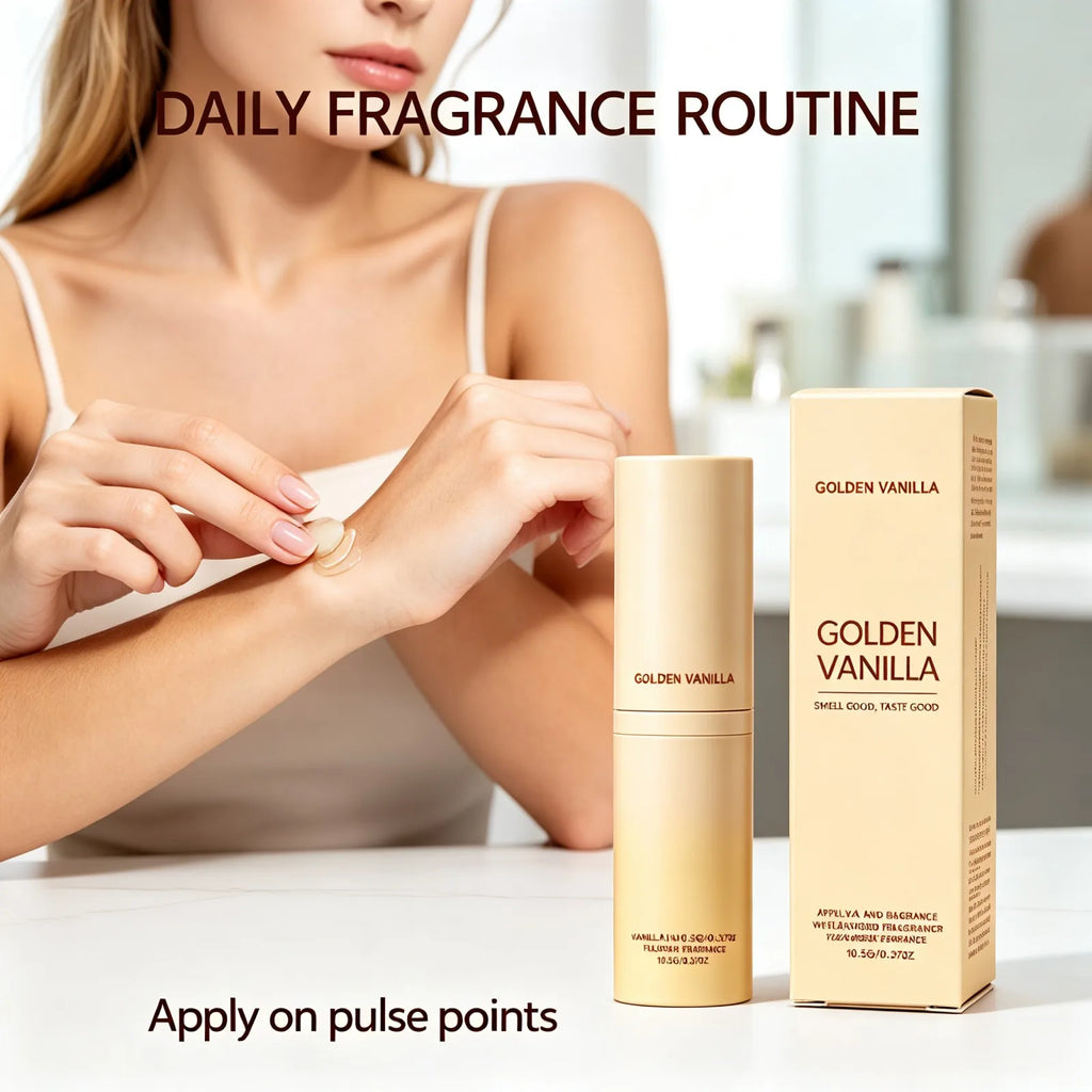 Golden Vanilla Perfume Stick Solid Fragrance Balm Plant Extract Moisturizing Skin Portable Long Lasting Pocket Scent 10g