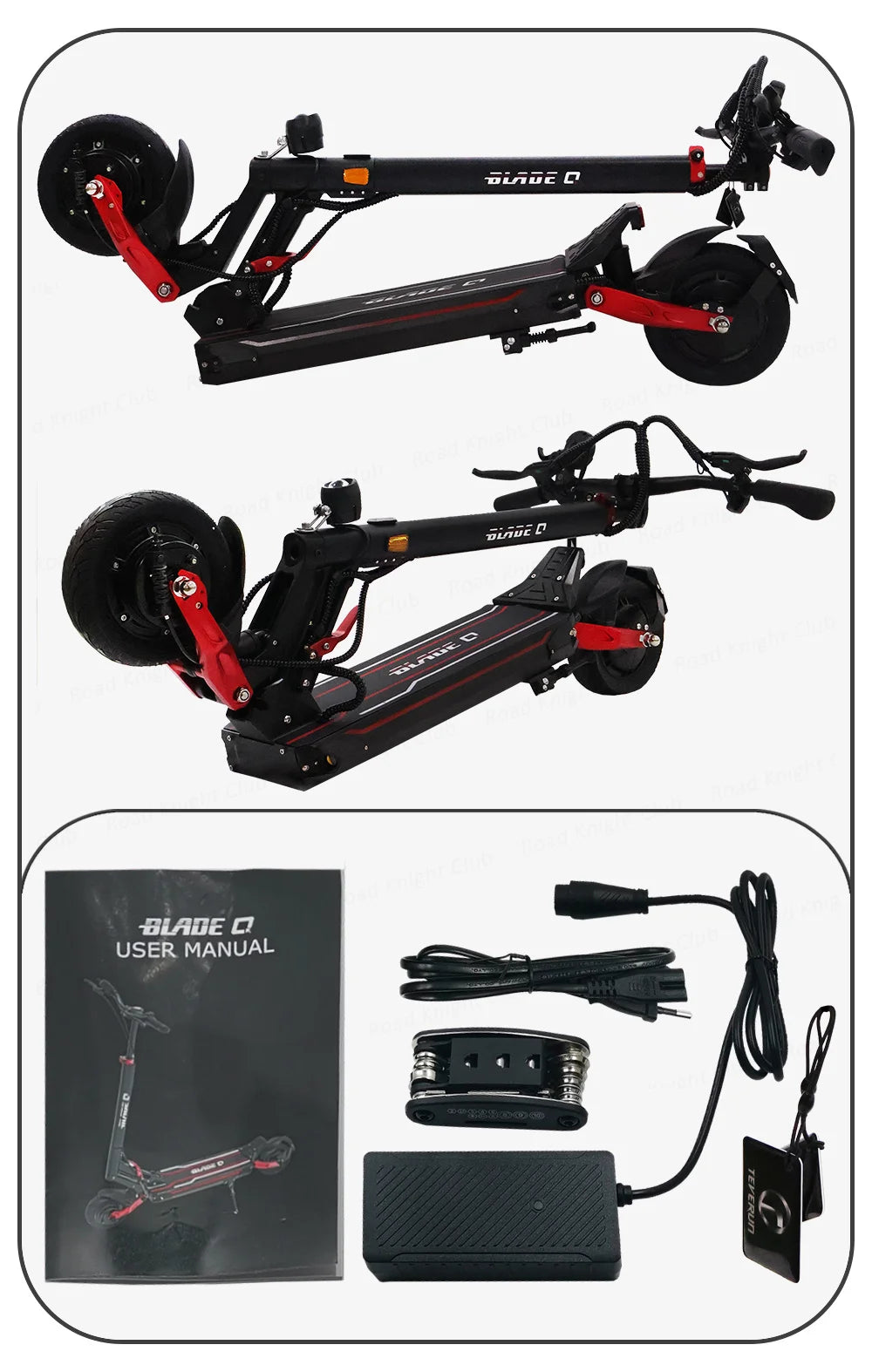 Official TEVERUN Blade Q Pro 36V 15Ah Battery 350W*2 Motor 8inch Solid Tire NFC Lock  Brake Drum brake Electric Scooter
