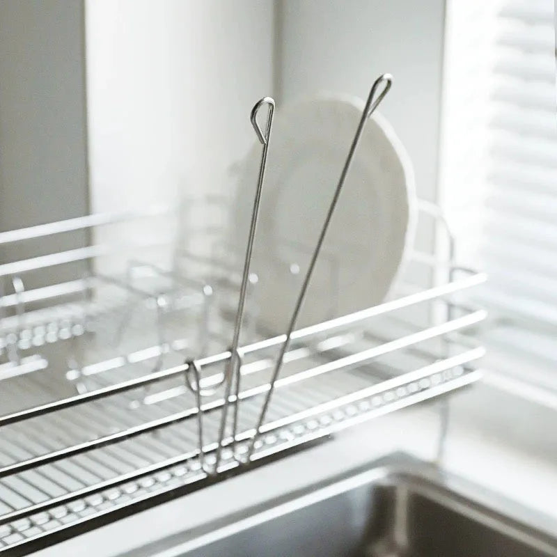 Kitchen Glove Drying Rack with Cup Hooks, Stainless Steel Drain Storage Organizer, Multifunctional Kitchen Utensil Drying Tool