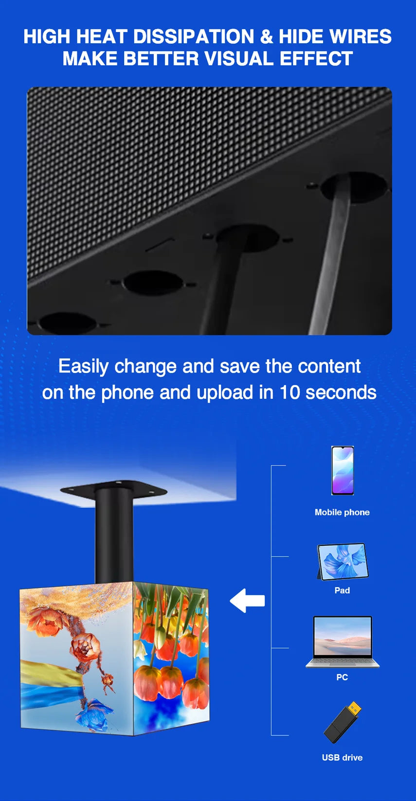 Outdoor Cube LED Display LED Display Waterproof for Advertising Four Sided LED Cube Panel Display Screen