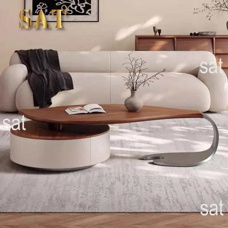 @Living Room Furniture Set Wooden Modern Nesting China Small Oval Shape Side Tea Table Design Leaf Shaped Coffee Table