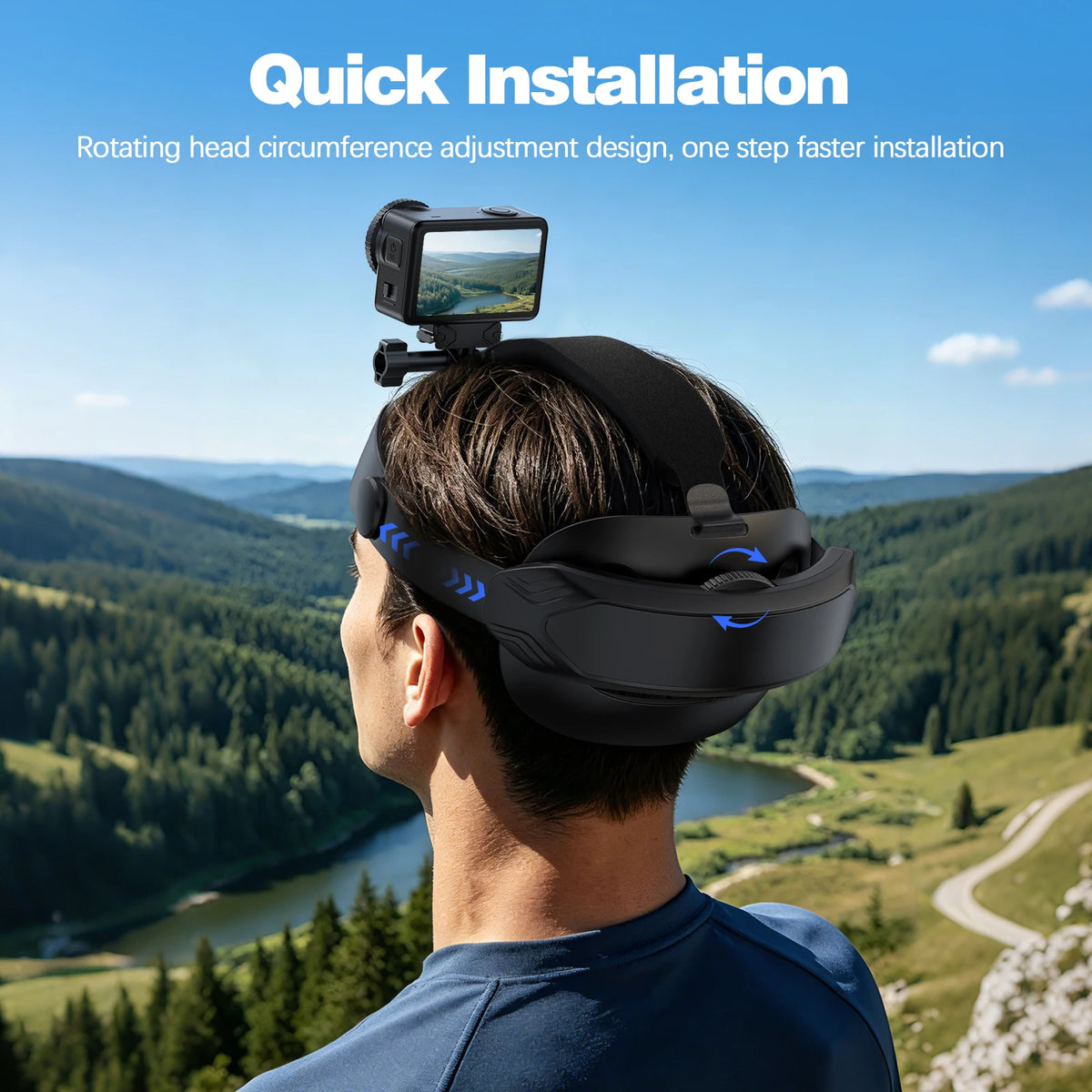 Adjustable Head Strap Mount for DJI Action 6/5Pro/4/3, Osmo Nano/360, Insta360 X5, Phone - POV Camera Holder for Outdoor Sports