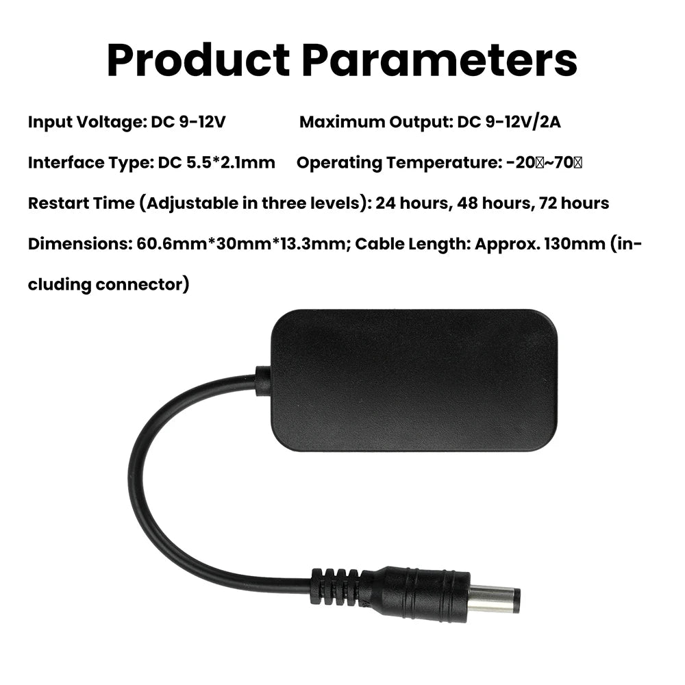 DC 9-12V WiFi Router Automatic Restart Line Timing 24/48/72 Hours, Automatic Power-Off, Home Switch Controller Line