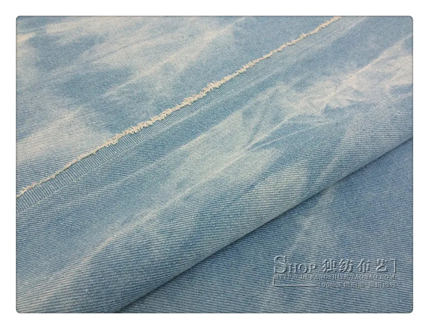 Fashion Tie-dye Black Denim Fabric By The Meter for Hats Clothing Skirts Sewing High-grade Thickend Jeans Needlework Comfortable