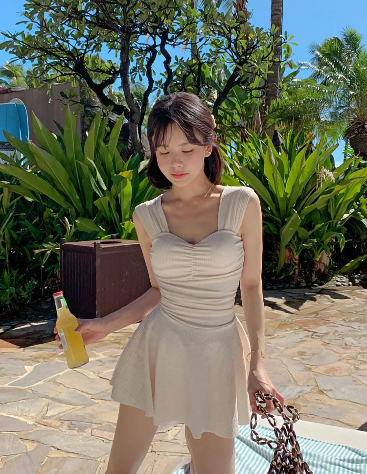 New Women's One-Piece Swimsuit Dress StyleSlimmingSexyIns Fairy Hot Spring SwimsuitBrand Mysterious Shark Sleeveless Fixed Ch...
