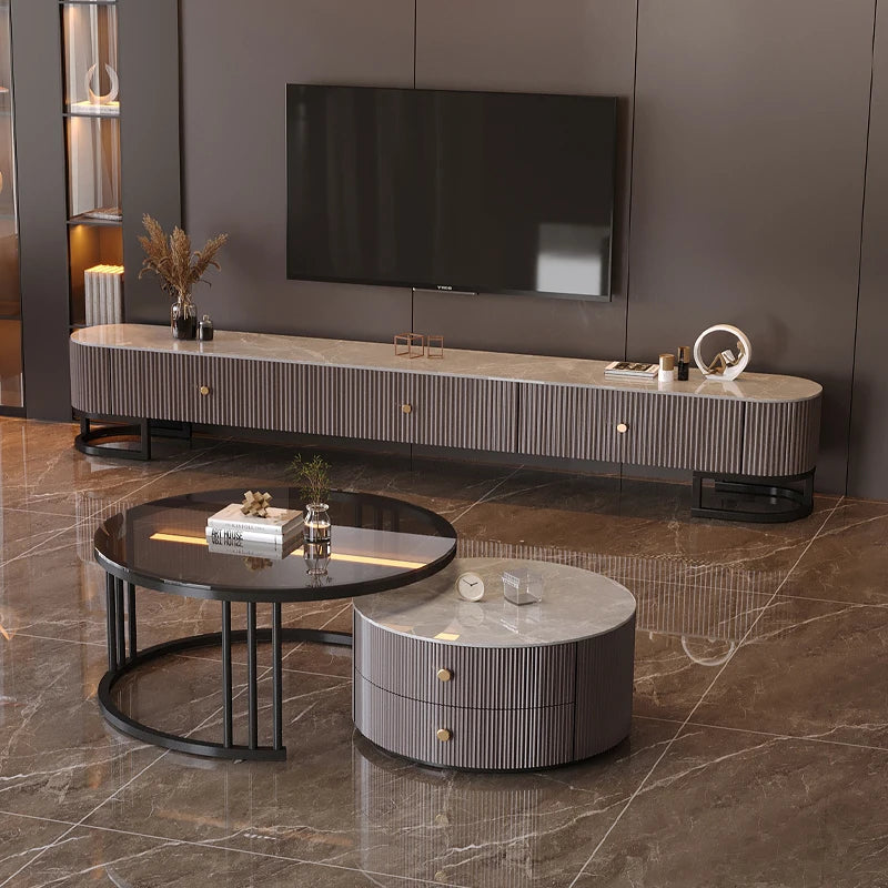 Modern Metal Handles Tv Stand European Unique Simple Minimalist Tv Stand Trendy Industrial Tv Meubel Furniture Home Living Room