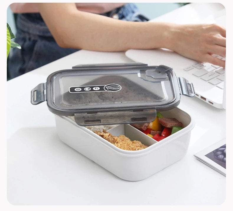 Microwavable Plastic Crisper Lunch Box Multi-compartment Bento Box Portable Food Storage Containers Office Student LeakProof Box