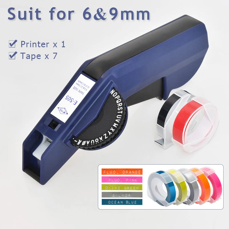 Original Motex E5500 E-505 Manual Label Maker e-5500 Suit For 6/9mm DYMO 3D Embossed Tape Can Replace 1610 12965 1880