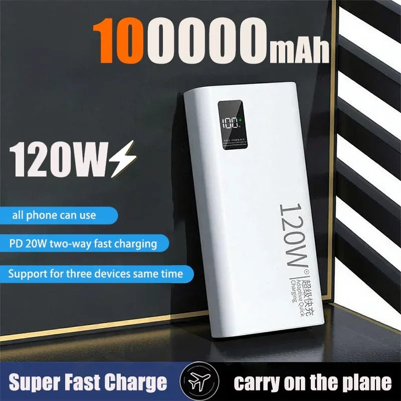 500000mAh 120W Power Bank Большая емкость Супер быстрая зарядка батареи Зарядка