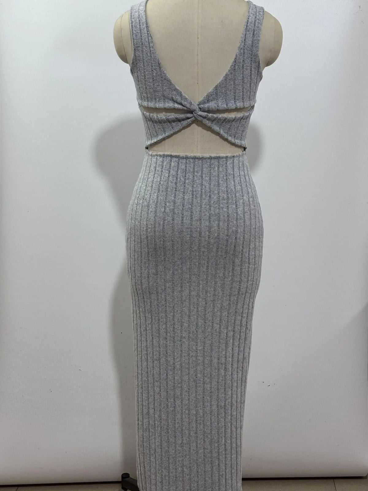 Elegant Slim Knitted Dresses Women New Sexy Hollow Out Backless Bodycon Long Dress Streetwear Fashion Casual Solid Lady Dress
