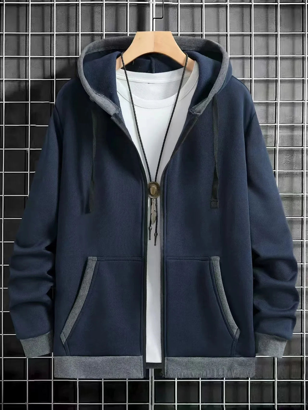 Spring and Autumn Men's Zipper Jacket Warm Windproof Hoodies Thickened Cardigan Sports Long Sleeve Sweatshirts Hooded Coat