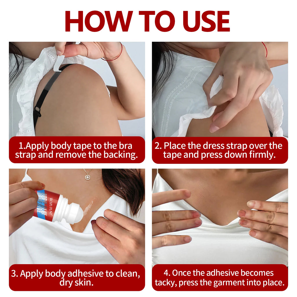 Body Glue Anti-exposure Adhesive Gentle and Non-Irritating Long-lasting Easy Clear Women Underwear Clothes Roll-on Gl
