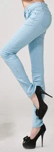 Women's Candy Color Pants Pencil Trousers Spring Autumn Elegant Office Mid Waist Pants For Women Slim Skinny Jeans Pants Female