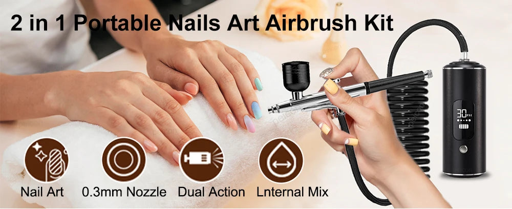 Nails Art Painting Airbrush With Compressor For Cake Decoration Makeup Manicure Nail Airbrush Portable Varnish Paint Sprayer Gun