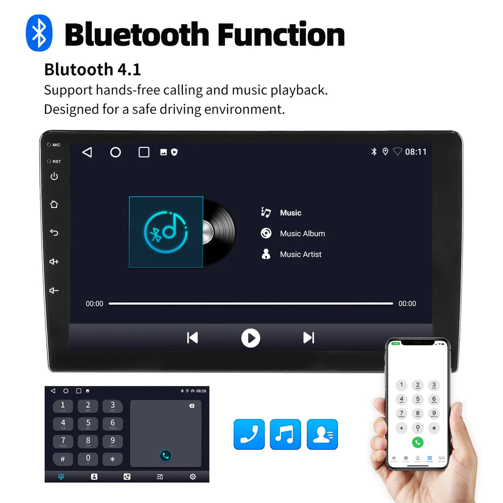 ESSGOO 7"/9"/10“ 2 DIN Android 14 4+64G Car Stereo Carplay Android Auto GPS SAT Navi Bluetooth FM RDS Radio WIFI Touchscreen