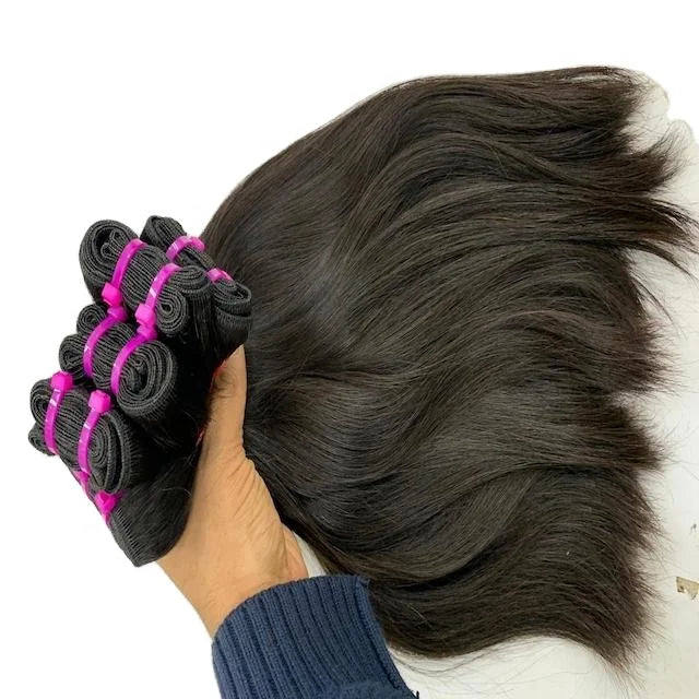 Indian Loose Wave Human Hair Bundles Pre-Looped Pink Wrap Remy Hair Natural Black Soft Shiny Weave for Women