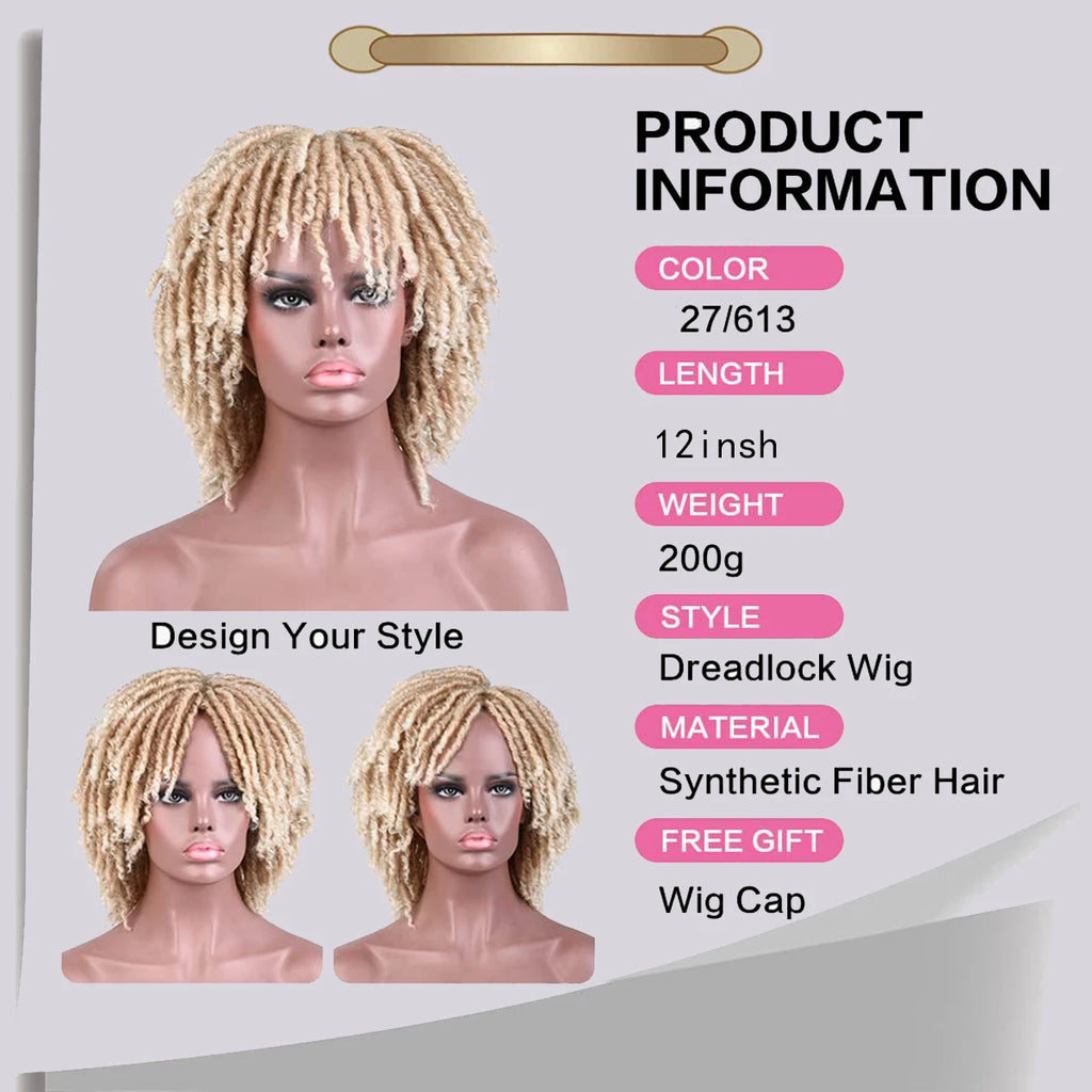 Wigs for Black Women Afro Curly Twist Wigs Braiding Synthetic Wig Heat Resistant Fiber Breathable Faux Locs Braids Hair Wigs wit
