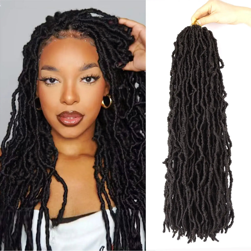 8Pcs Heat Resistant Dreadlock Crochet Hair Faux Locs 24 Inch Synthetic Extensions Black Soft Locs for Halloween and Christmas