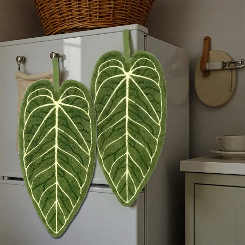 Plant Towels Ultra-Absorbent Quick-Dry Bathroom & Kitchen Towel - Tropical Leaf Design Hand/Thumb Towel with Hanging Loop