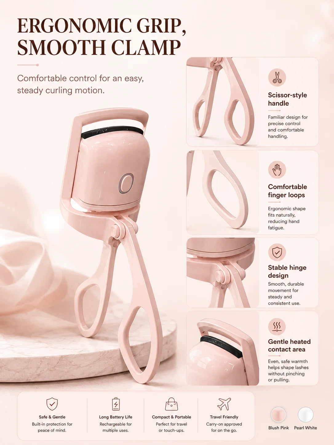 Rechargeable Eyelash Curler For Women Electric Heated Lash Curler Portable Eyelash Styling Makeup Tool
