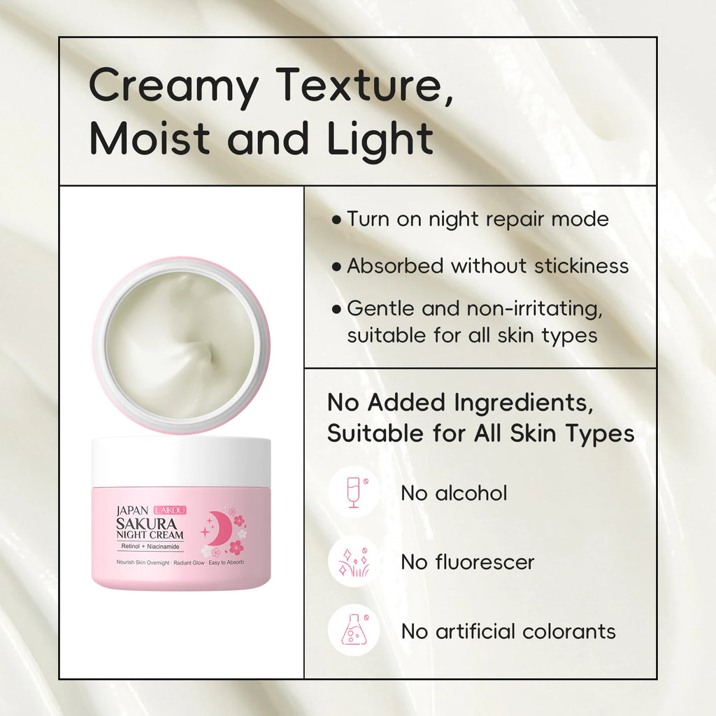 LAIKOU Japan Sakura Day & Night Cream Set 30g*2 Day Hydrating Night Repair Radiant Skin Care Kit