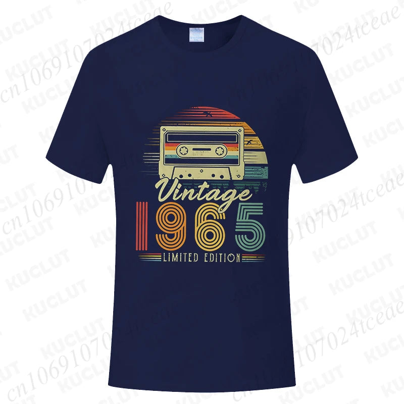 Vintage 1965 Print T-shirts for Men Women Birthday Vintage Letter Design Tshirt Short Sleeve Clothes Fashion Casual Tee Clothing
