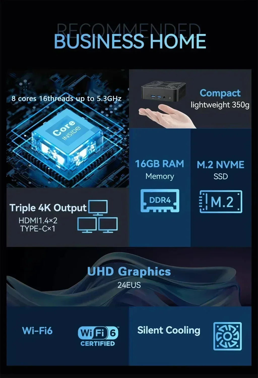 Compact Mini PC Gamer Gaming 2026 New Intel Core N150 Portable Mini Computer 16GB RAM 512GB 1TB SSD 1000M Ethernet Desktop
