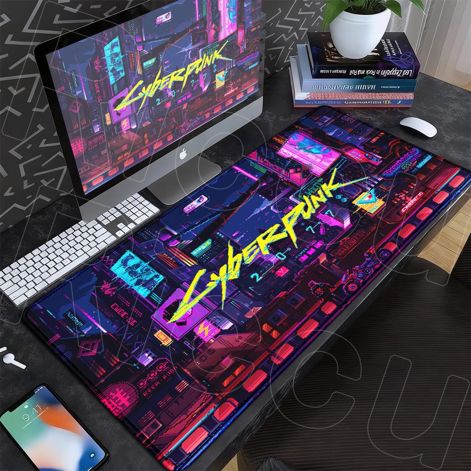 Black Gaming Mousepad XXL Rubber Non-slip Office Deskmat Anime Girl Playmat C-Cyberpunks Style Lock Edge PC Keyboard Accessories