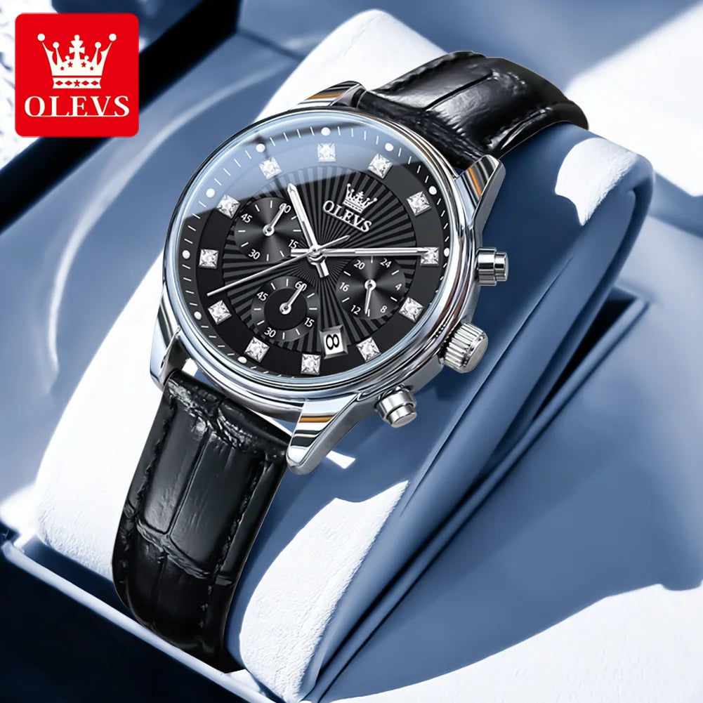 OLEVS 3669 Womens Watch Fashion Brand Waterproof Luminous Multifunctional Chronograph Quartz Watch Date Ladies Watches With Box