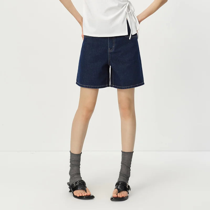 Semir Women Pants Denim Cool Feeling Antibacterial Vintage Distressed A Line Straight Leg 2026 Summer Casual Top