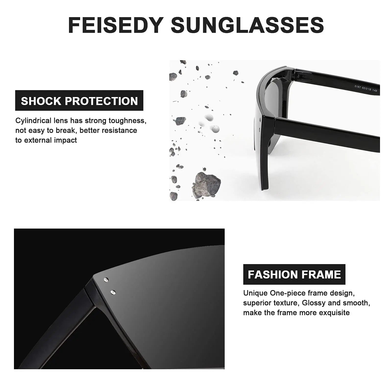 Men's sunglasses Mirrored Oversized Rimless Sun Glasses for Men Women Flat Top Shield Wrap Square UV400
