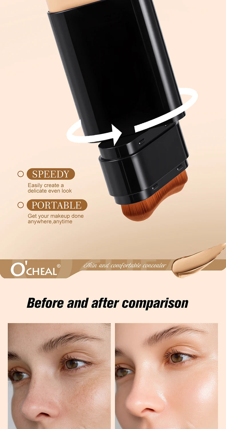 Double-Headed Foundation Make-Up Stick, Waterproof, Set Makeup, conceal, Moisturize, Control Oil, Brighten, No Makeup Transfer
