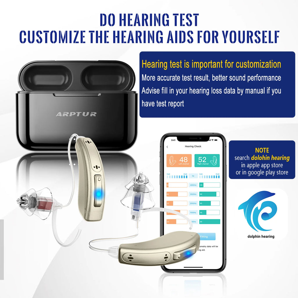 Bluetooth Hearing Aids Rechargeable Hearing Aid APP Digital Sound Amplifiers For Deafness Wireless Aparelho Auditivo Audifonos