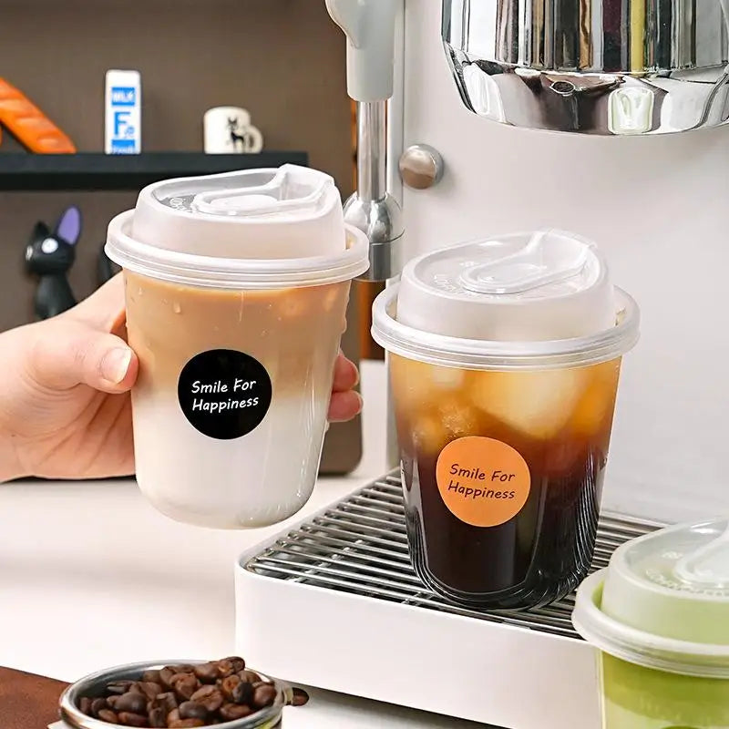 10pcs Transparent Coffee Cups With Lids U-shaped Disposable Cups For Hot Drink Milk Tea Takeaway Beverage Cups B.H