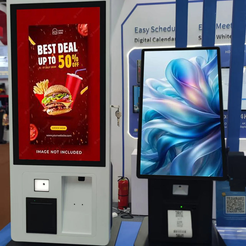 Function Self Service Ordering Totem Machine Wall With Barcode Scanner and Printer Desktop Payment Kiosk 21.5" 23.8" Multi