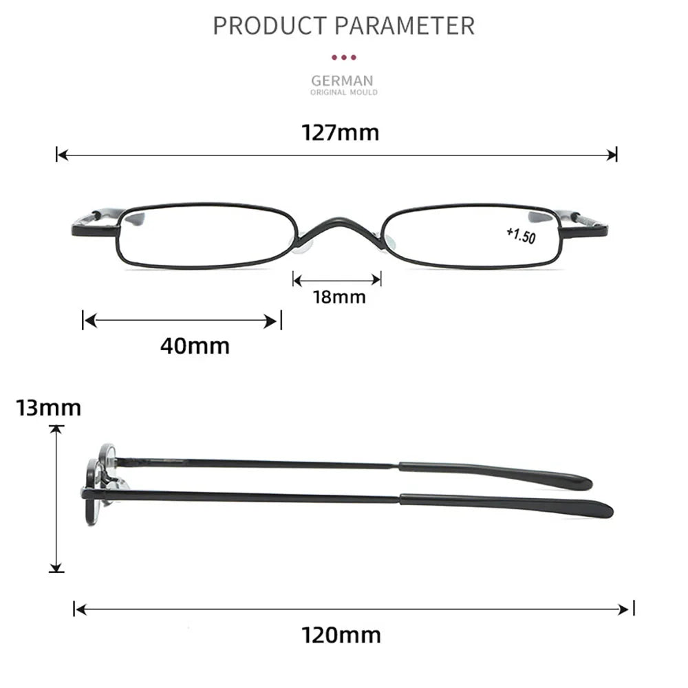 Elegant Reading Glasses Metal Frame Ultra-thin Men Women Reading Glasses Portable Mini Reading Presbyopia Eyeglasses with Box