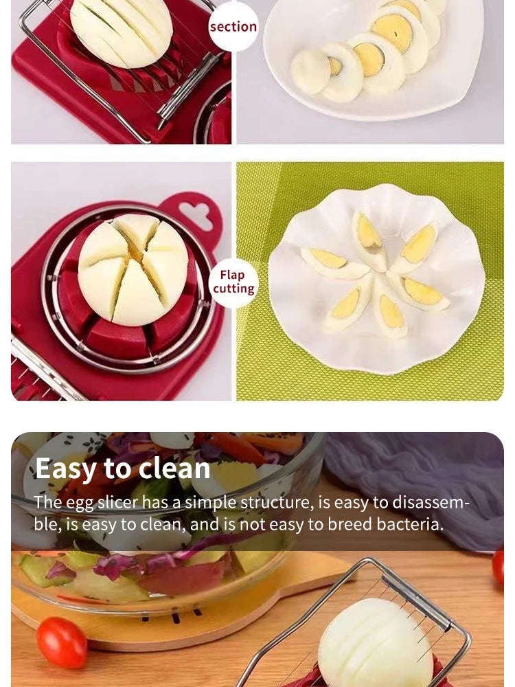 Multifunctional Egg Slicers Stainless Steel Slicer Fancy Splitter Egg Cutting Tool Home Two In One Egg Cutter Kitchen Gadgets