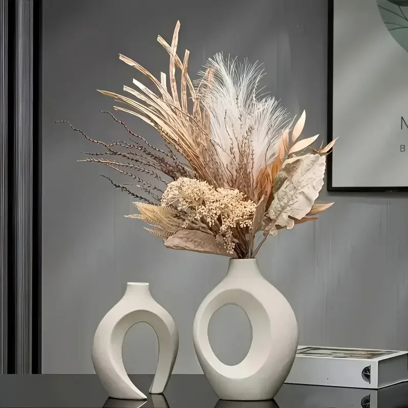 A Top-quality Plastic Vase Hollow Nordic Modern Vase Modern Home Decor Living Room Bookshelf Place Vases