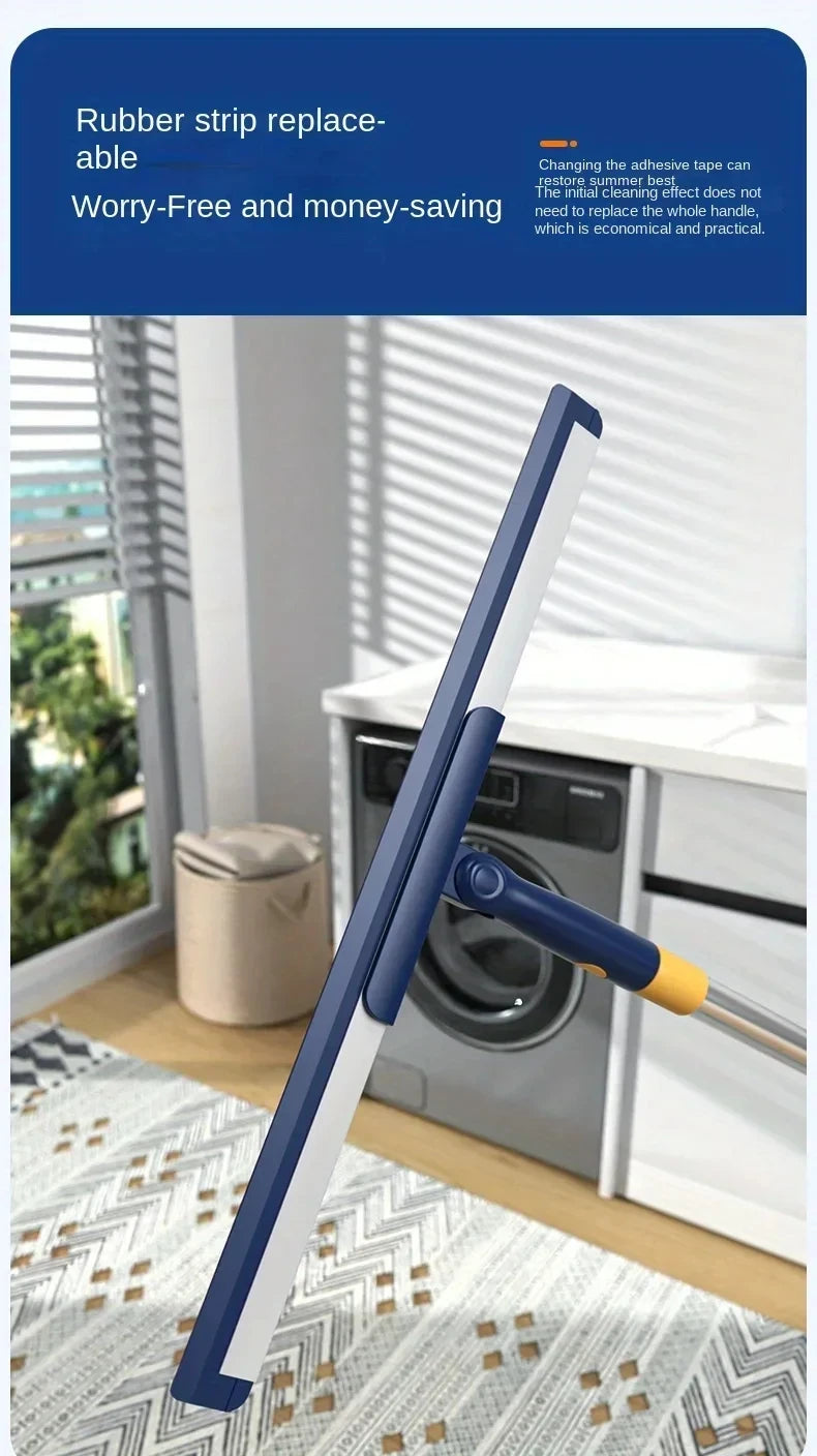 Portable Retractable Scraper Mop for Deep Cleaning Without Leaving Marks Replaceable Rubber Strips for Bathroom Kitchen Etc