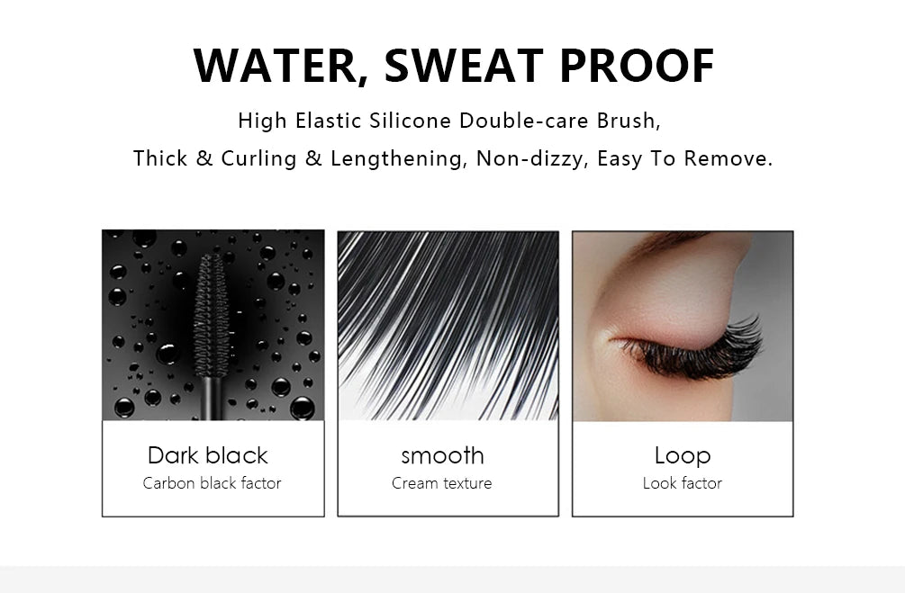 QIBEST 4D Silk Fiber Eyelash Mascara Waterproof Black Mascara For Eyelash Extension Thick Lift Lengthening Lasting Makeup Rimel