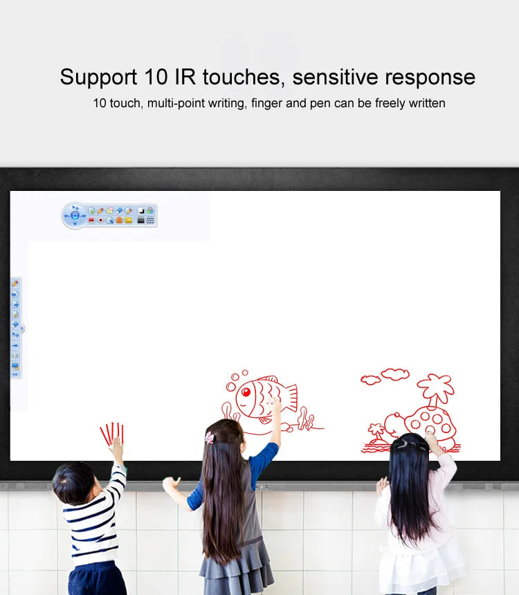 Smart Classroom Whiteboard 75" - Interactive Touch Screen With Edu Software, 20-Point Touch & Wireless Sharing For Teachers