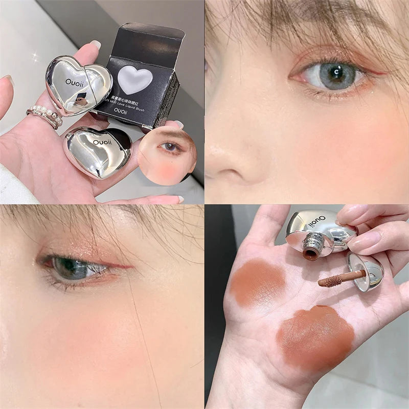 Lavender Matte Liquid Blush Velvet Heart Strawberry Peach Face Pigment Lasting Beauty Natural Cheek Tint Cream Blush Makeup