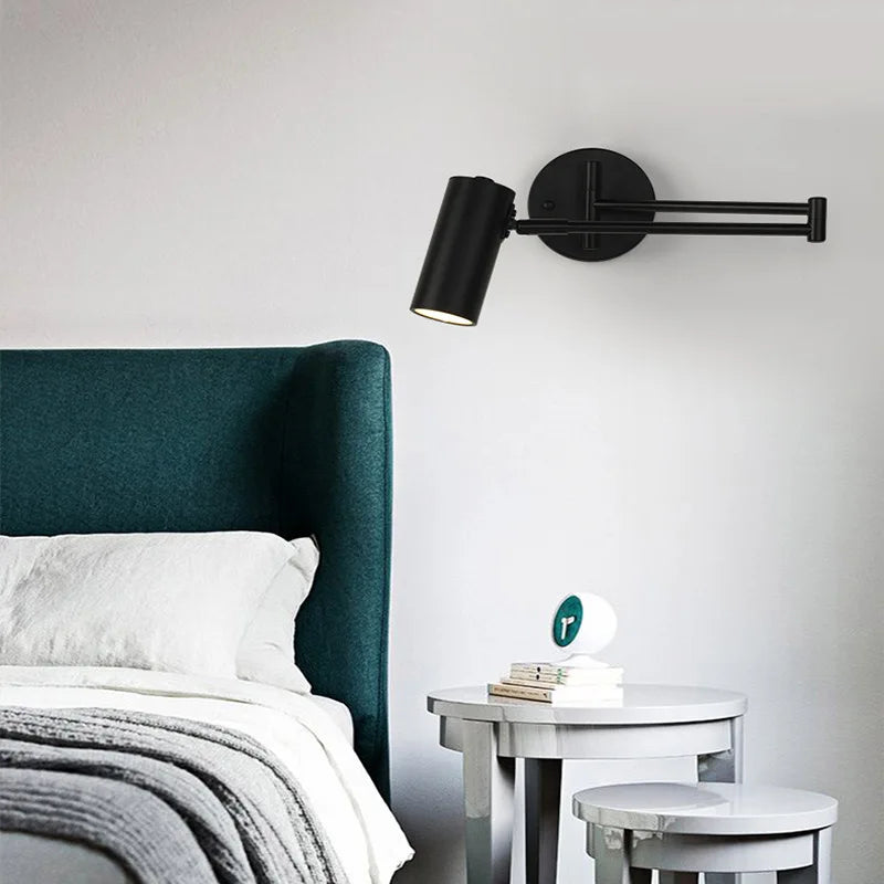 Modern Indoor Touch Sensor Wall Lights Adjustable Swing Long Arm LED Wall Lamps Internal Bedside Lighting Decor Sconce Lights