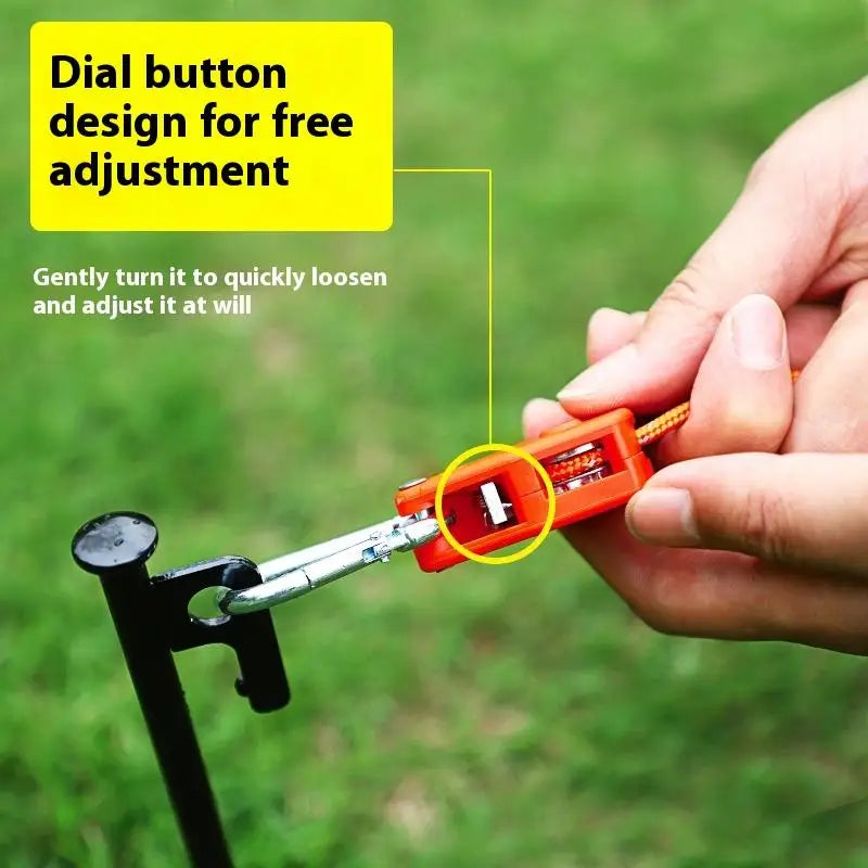 Secure Tent Rope Hanger with Ratchet Tie-Down System; Heavy-Duty Camping Gear with Reinforced Metal Gears and Adjustable Strap