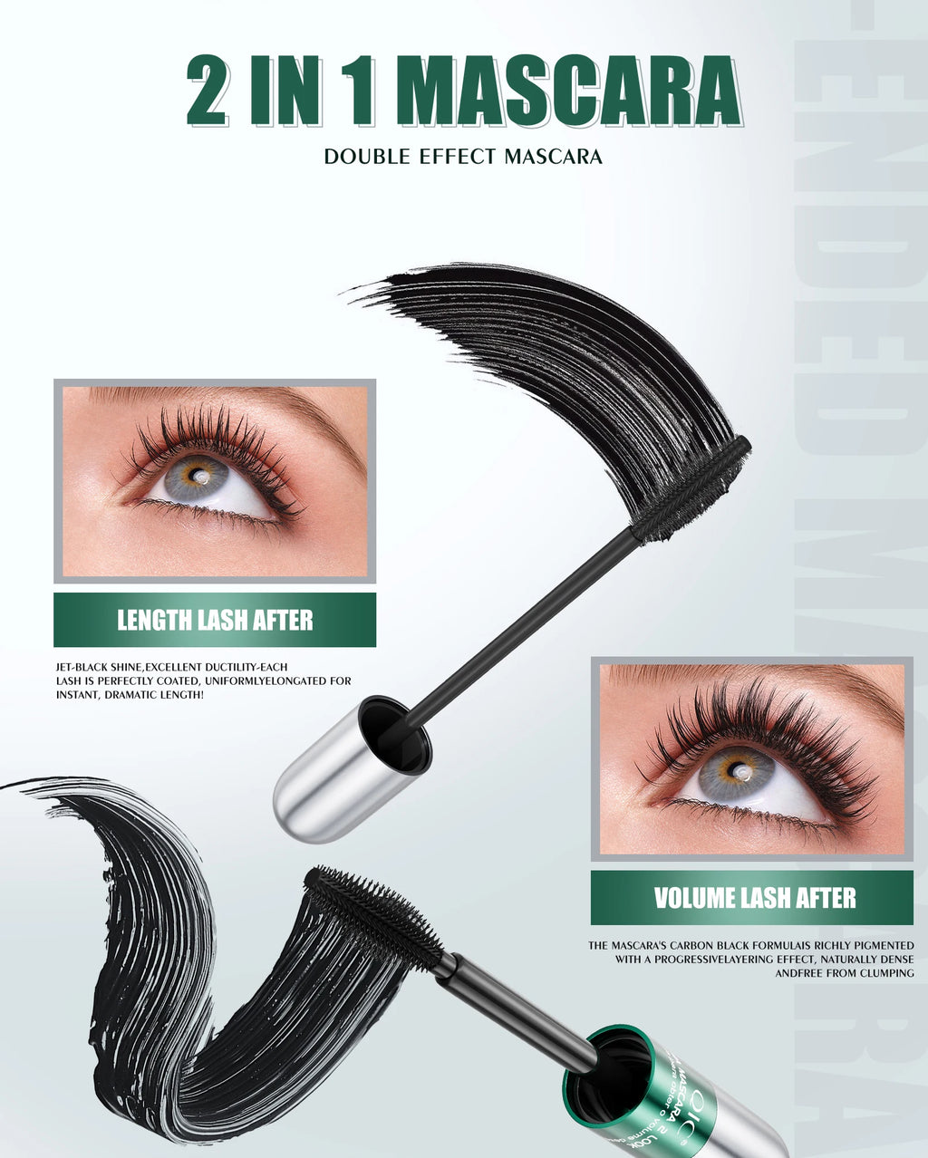 4D Black Mascara Thickening Lengthening Curling Waterproof Sweatproof Mascara For Beginners